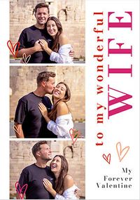 Wonderful Wife 3 Photo Valentine's Day Card