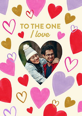 To the One I Love Heart Photo Anniversary Card