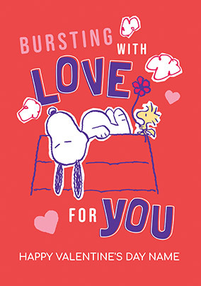 Snoopy Bursting With Love Valentine's Day Card