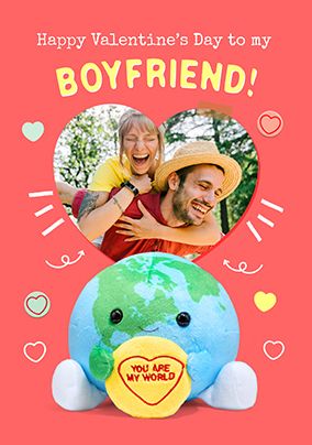 Photo of Swizzels Love Hearts Boyfriend You're My World Valentine's Day Photo Card