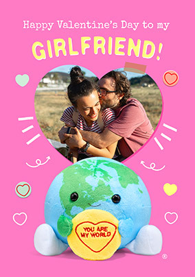 Swizzels Love Hearts Girlfriend You're My World Valentine's Day Photo Card