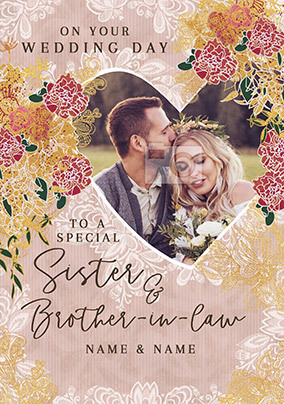 Sister & Brother In Law Photo Wedding Card