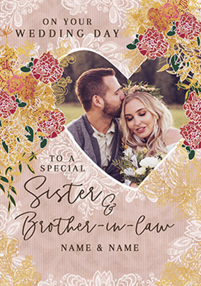 Sister & Brother In Law Photo Wedding Card