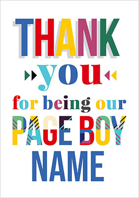 Personalised Thank You Page Boy Wedding Card