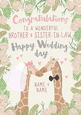 Wonderful Brother & Sister In Law Wedding Card
