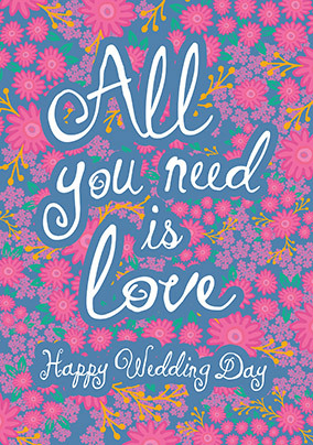 All You Need is Love Wedding Day Personalised Card