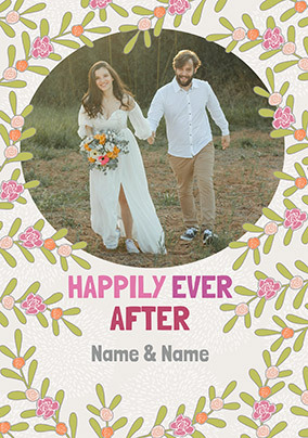Happily Ever After 1 Photo Wedding Card