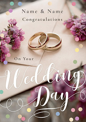 Wedding Day Rings Personalised Card