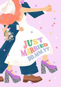 Tap to view Purple Just Married Wedding Card