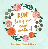 Tap to view Sorry we can't make it RSVP Wedding Card