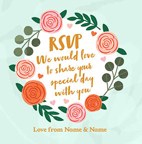 Floral Wreath RSVP Acceptance Wedding Card