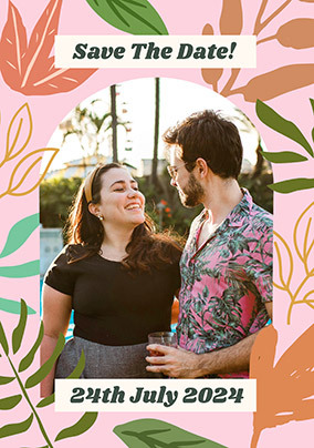 Save The Date Botanical Print Photo Card