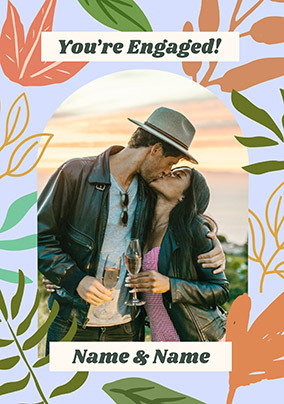 Botanical Print Engagement Congratulations Photo Card