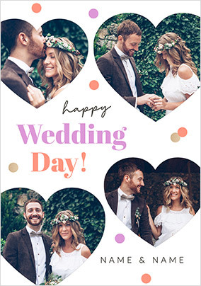 Happy Wedding Day 4 Photo Upload Card