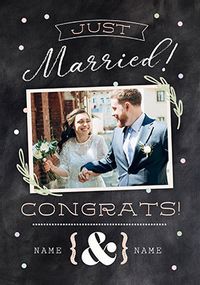 Tap to view Just Married Chalkboard Wedding Photo Card