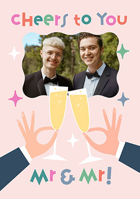 Mr & Mr Cheers To You Wedding Photo Card