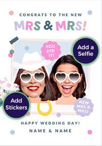 Tap to view Funky Faces Mrs & Mrs 2 Photo Wedding Card