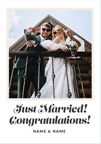 Tap to view Just Married Wedding Congratulations Photo Card