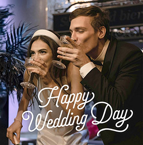 Full Photo Upload Happy Wedding Day Square Card