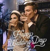 Tap to view Full Photo Upload Happy Wedding Day Square Card