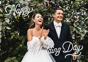 Full Photo Upload Happy Wedding Day Landscape Card