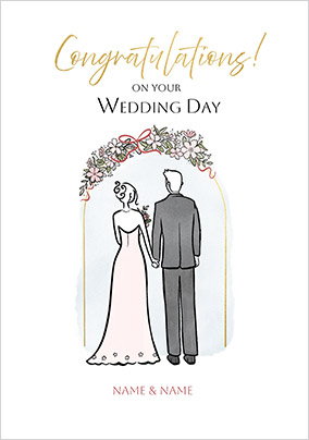 Illustrated Wedding Congratulations Card