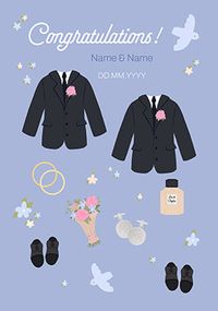 Tap to view Paper Dolls Wedding Suits Congratulations Card