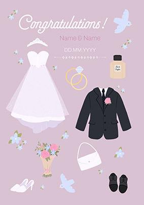 Paper Dolls Wedding Congratulations Card