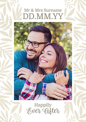 Floral Border Wedding Photo Upload Card