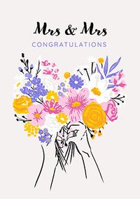 Tap to view Mrs & Mrs Floral Bouquet Personalised Wedding Card