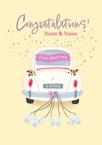 Tap to view Just Married Car Wedding Card