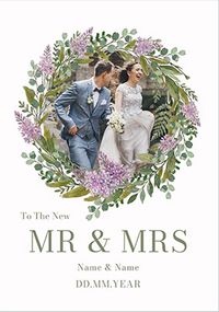 Tap to view New Mr & Mrs Floral Border Wedding Photo Card