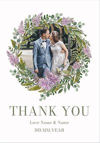 Tap to view Floral Border Wedding Thank You Photo Card