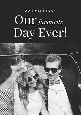 Photo of Black & White Favourite Day Wedding Thank You Card