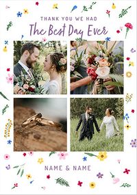 Tap to view Floral 4 Photo Wedding Thank You Card