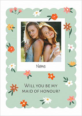 Photo of 1 Photo Polaroid Will You Be My Maid of Honour Card