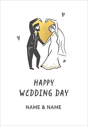 Photo of Couple Heart Hand Gesture Wedding Card