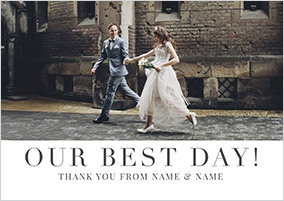 Our Best Day Wedding Thank You Photo Card