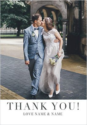 Photo of Simple Wedding Thank You Portrait Photo Card