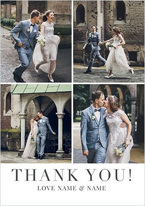 Photo of Simple 4 Photo Wedding Thank You Card
