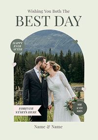 Tap to view Best Day Wishes Arched Photo Wedding Card