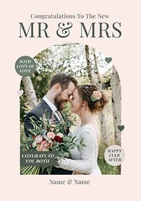 Tap to view New Mr & Mrs Arched Photo Wedding Card