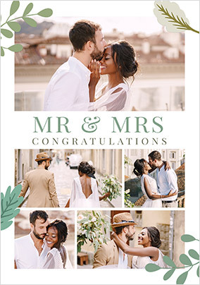 Mr and Mrs Congratulations Multi Photo Wedding Card