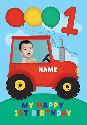 Tractor 1st Birthday Card