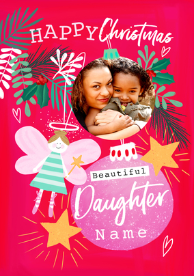Daughter Bauble Photo Christmas Card