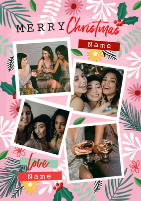 Floral Photo Christmas Card