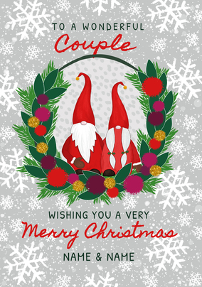 Couple Gnomes Personalised Christmas Card
