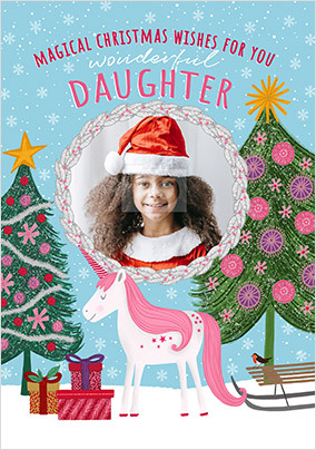 Daughter Unicorn Photo Christmas Card
