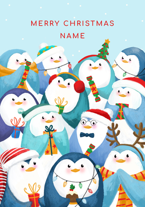 Penguins Personalised Christmas Card
