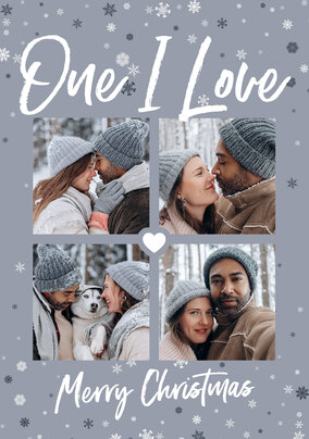 One I Love 4 Photo Christmas Card